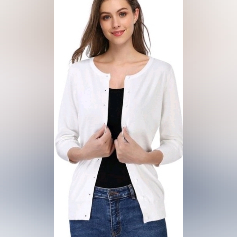 New with tags! Fashion Womens 2XL White Button Up Cardigan Sweater